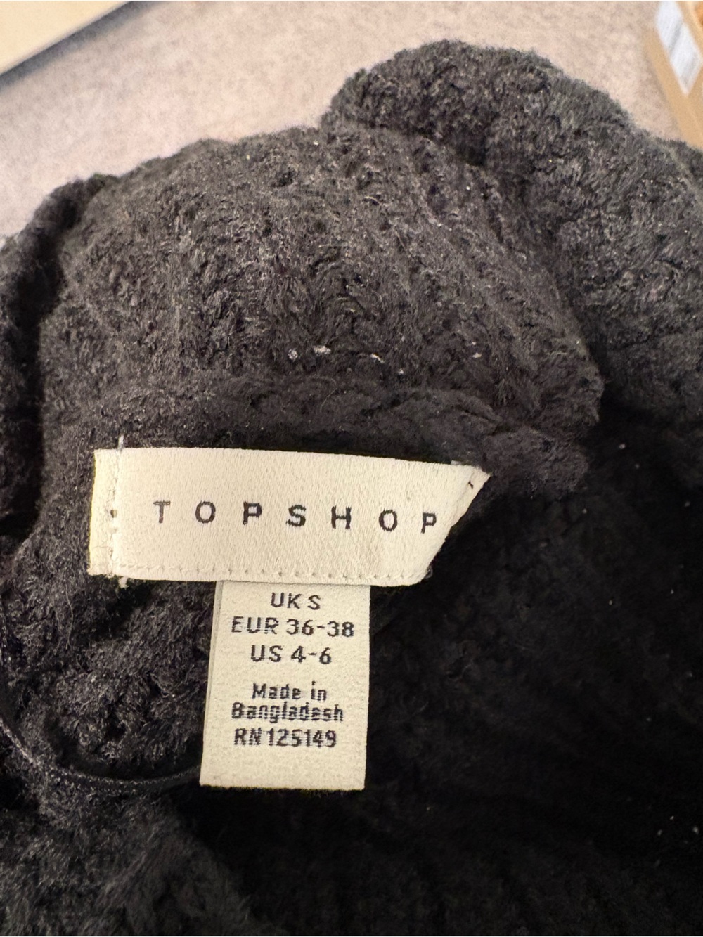 Top shop S small black, oversized turtleneck knit sweater - Picture 2 of 2